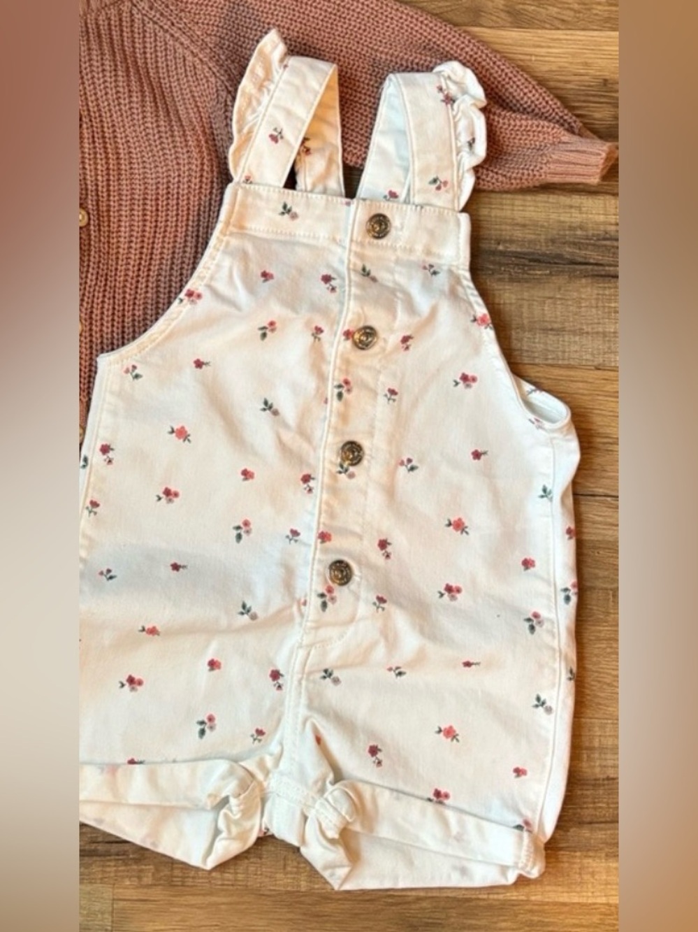 Cream Overalls with Floral Print